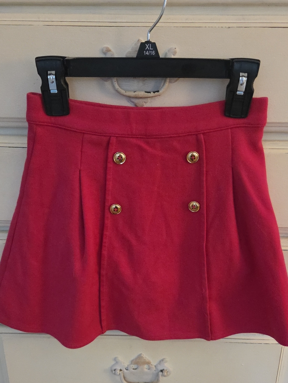 Gymboree Red Mini Skirt with Gold Button Detail